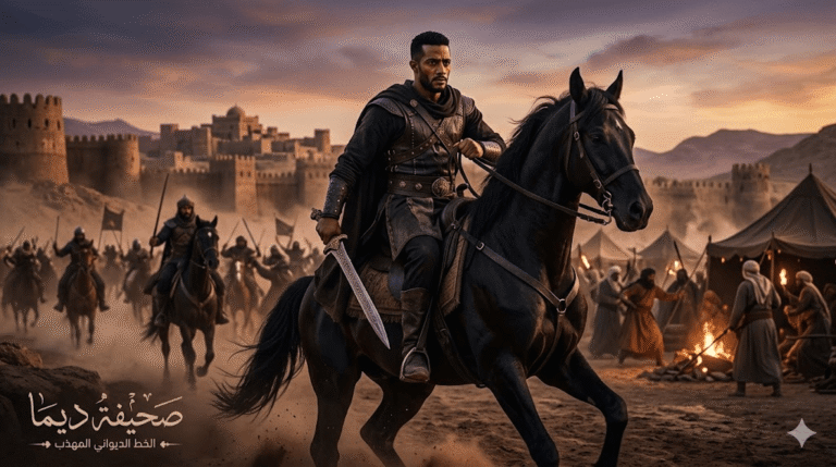 مشهد سينمائي واقعي للنجم محمد رمضان في شخصية فيلم "أسد" بملابس تاريخية مهيبة